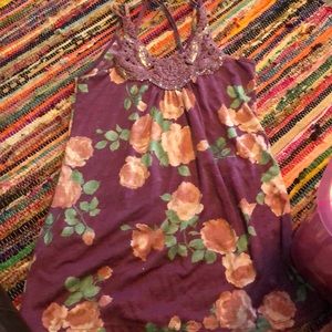 Floral tank with crisscross back